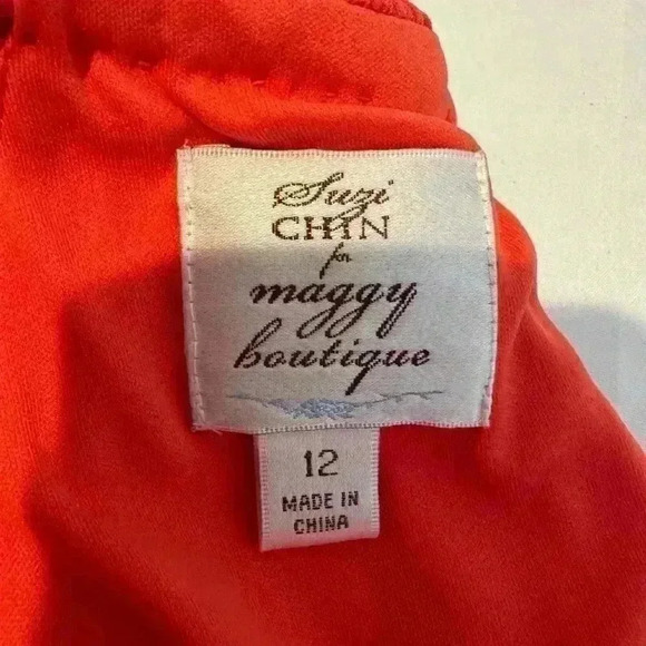 Suzi Chin for Maggie Boutique Orange with Key Hole Front Dress (Size 12) - Picture 6 of 9